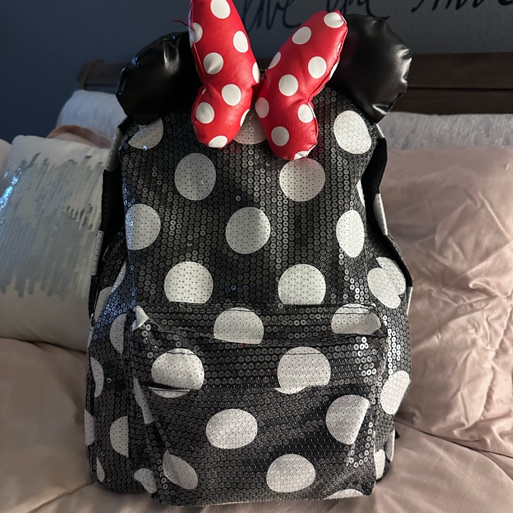 Minnie Mouse Backpack with Red Bow
